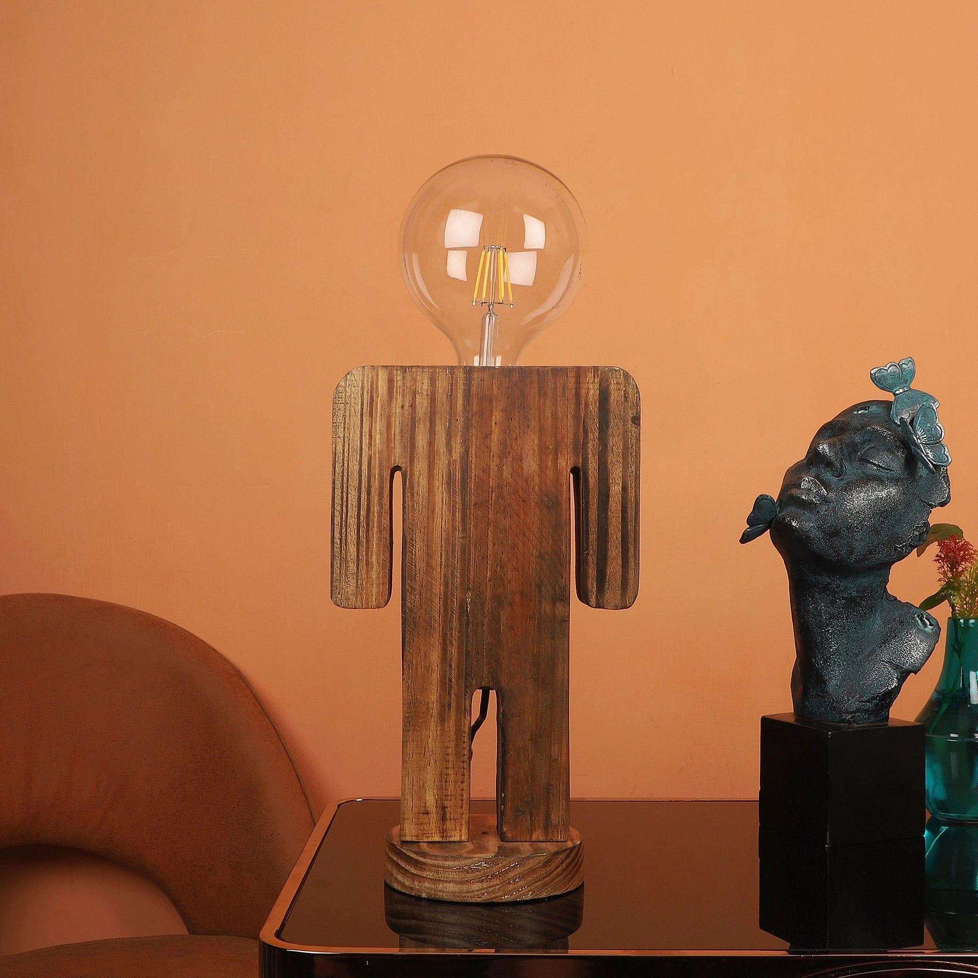 Wooden Table Lamp  Natural Wood