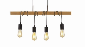 Woody 4 Light Black & Ash Wood Ceiling Pendant minimalist ceiling light