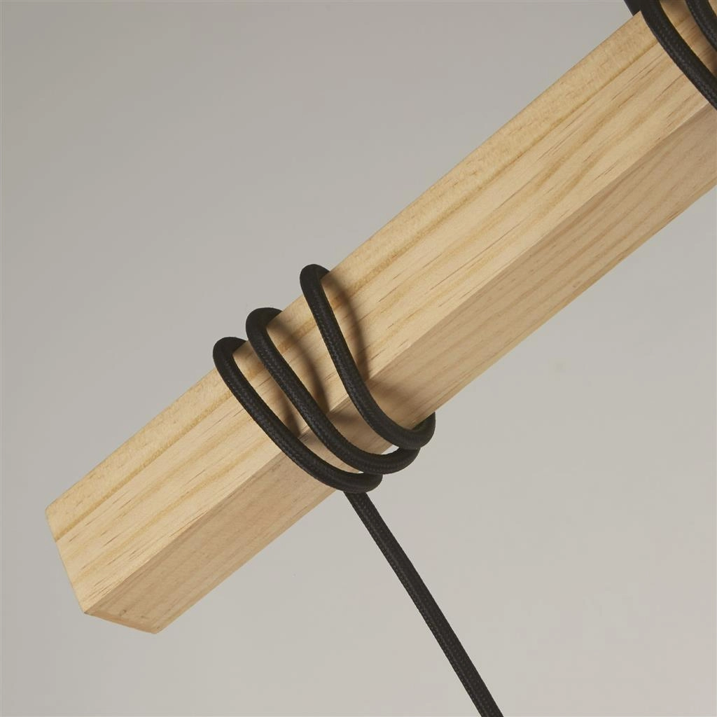 Woody 4 Light Black & Ash Wood Ceiling Pendant