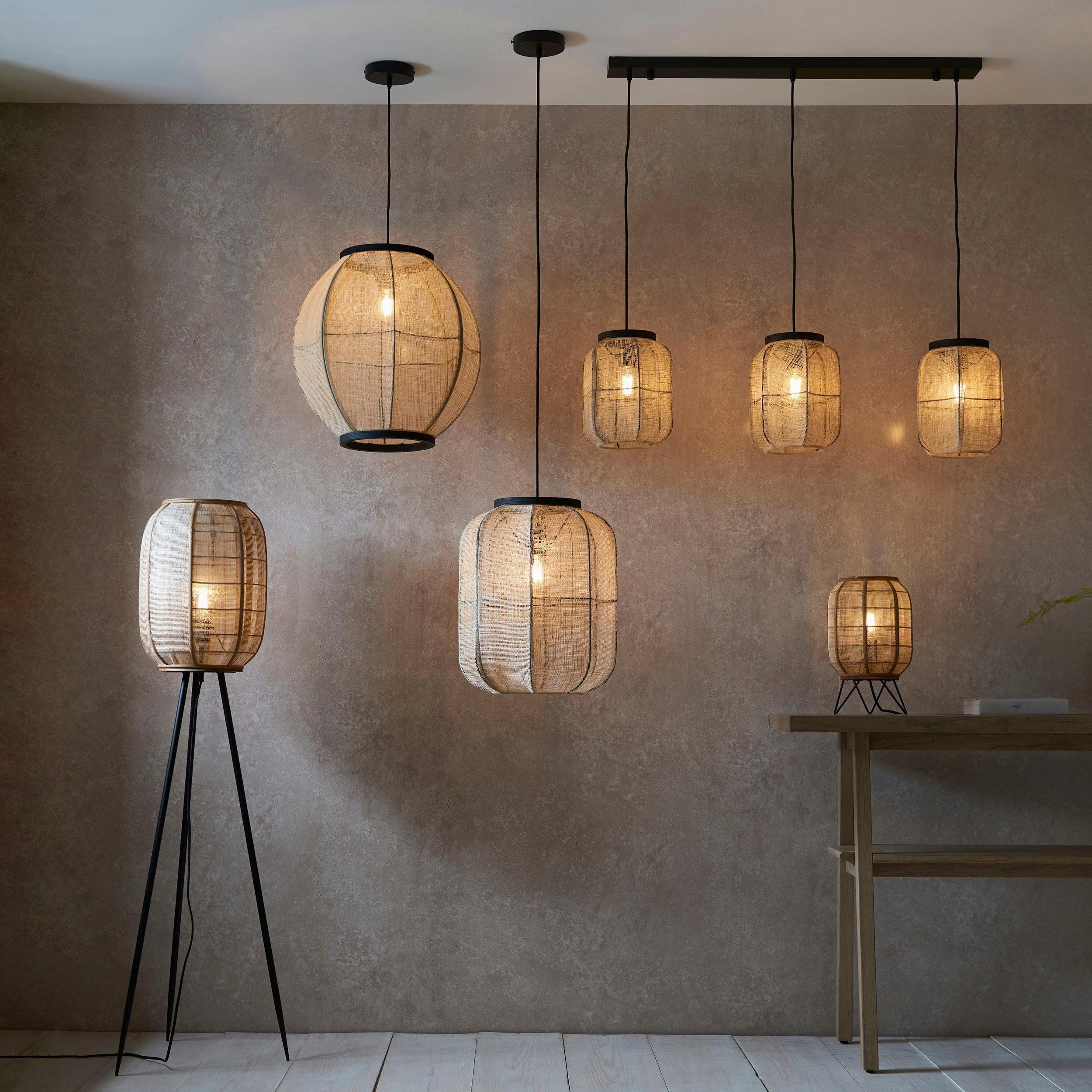 Zaire Natural Linen Adjustable Ceiling Pendant