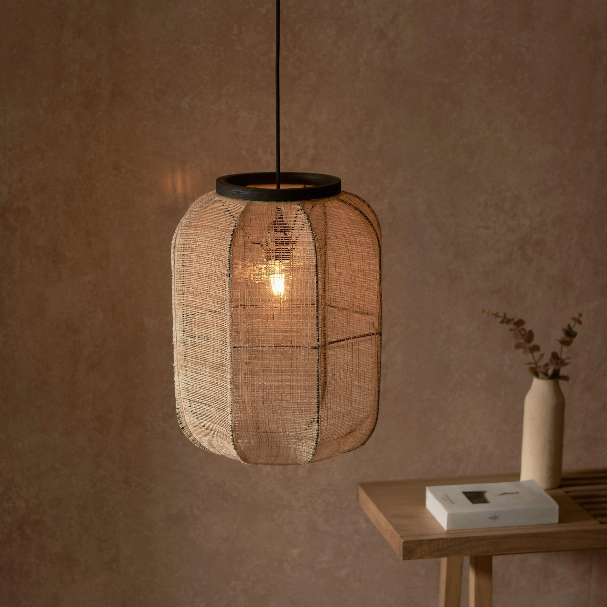 Zaire Natural Linen Adjustable Ceiling Pendant
